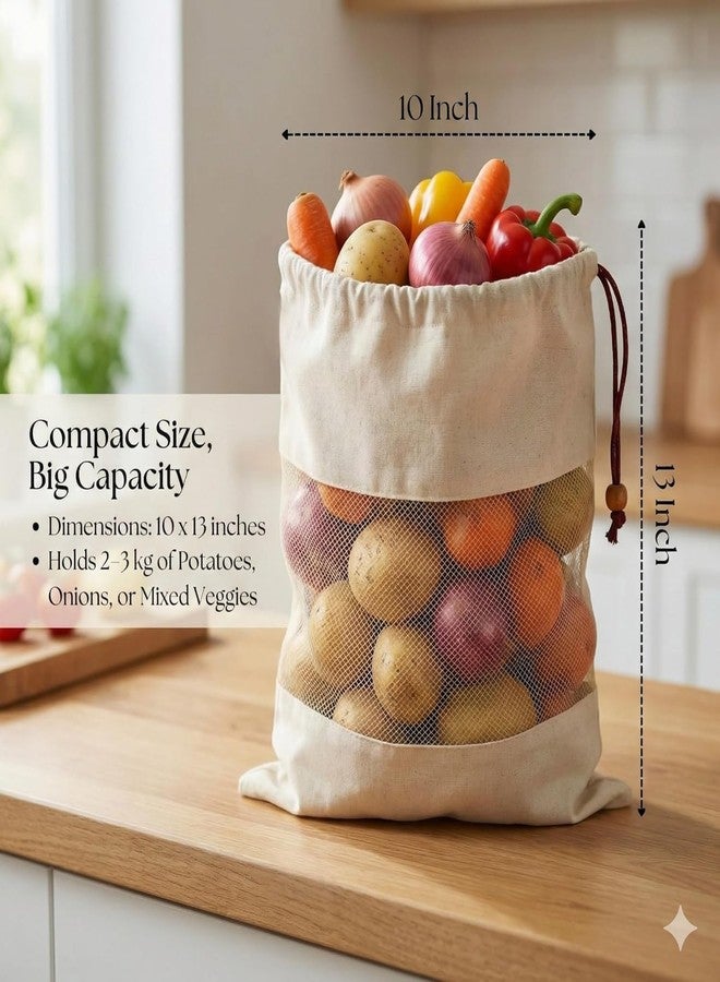 REWOP Vegetable Bag for Fridge, Reusable Fridge Storage Bags, Washable Cloth Bags for Fruits & Vegetables, Muslin Reusable Washable & Multipurpose use Cloth Bags with Drawstrings (13 x 10 Inch- 8 pcs) - Image 2