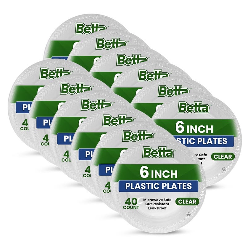 Betta 6-Inch Disposable Plastic Dessert Plates, Clear, 480 Count, Bulk Case for Schools, Breakrooms and Cafeteria, Microwave Safe (12 Pack Per Box x40) - Image 5