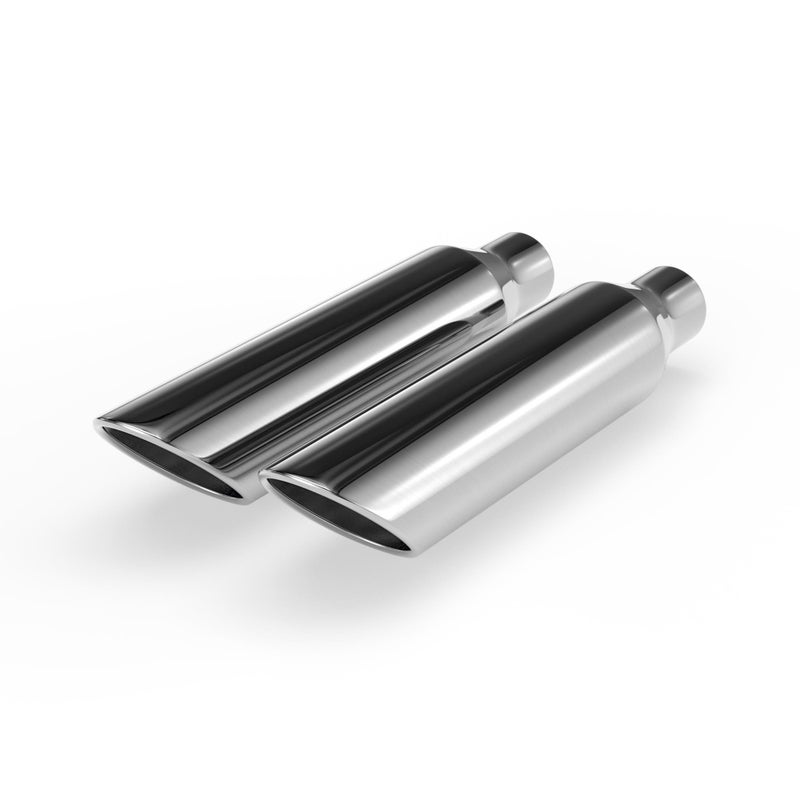 Richeer 25 inch Inlet Exhaust Tip 4 Outlet 18 Overall Length Stainless Steel Exhaust Tip Polished Finish Universal for Vehicles with 25 OD Tailpipe 2pcs Rolled Edge Weld on