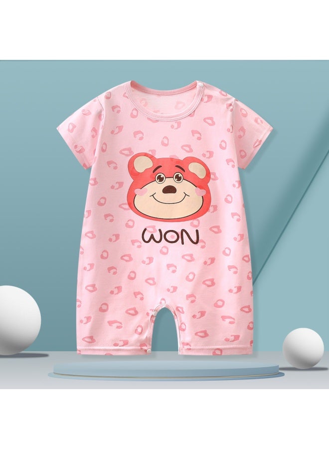 Summer Baby Jompsuit Thin Men's Treasure Clothes Cartoon Newborn Short-sleeved Climbing Clothes Baby Women's Treasure Pajamas