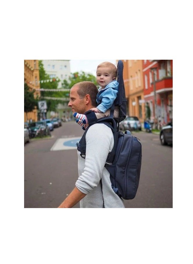 Minimeis - Minimeis Children Shoulder Carrier, 1.6 Kg | For Babies, Kids & Toddlers above 6 Months | Max Child Weight 18 Kg | Foldable | Portable | | Easy To Use | Padded Seat | Safe | Dark Blue - Image 1