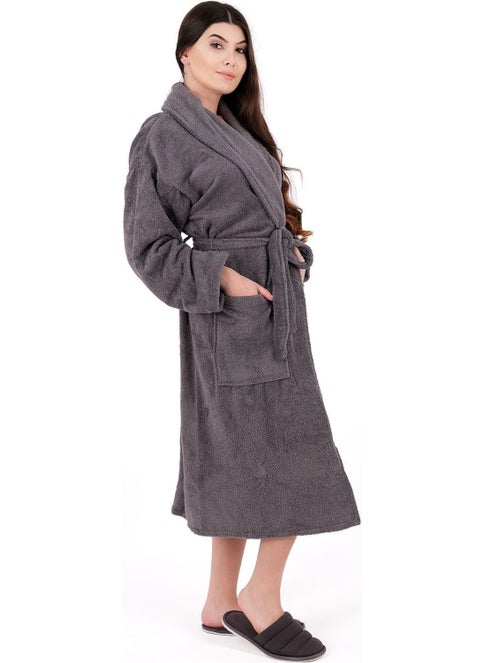 MODELHOME Soft Line Cotton Shawl Gray Color (L- x l-2 x l-3 x l-4 x l) Large / King Size Bathrobe  - Image 3