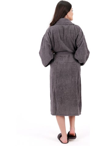 MODELHOME Soft Line Cotton Shawl Gray Color (L- x l-2 x l-3 x l-4 x l) Large / King Size Bathrobe  - Image 4