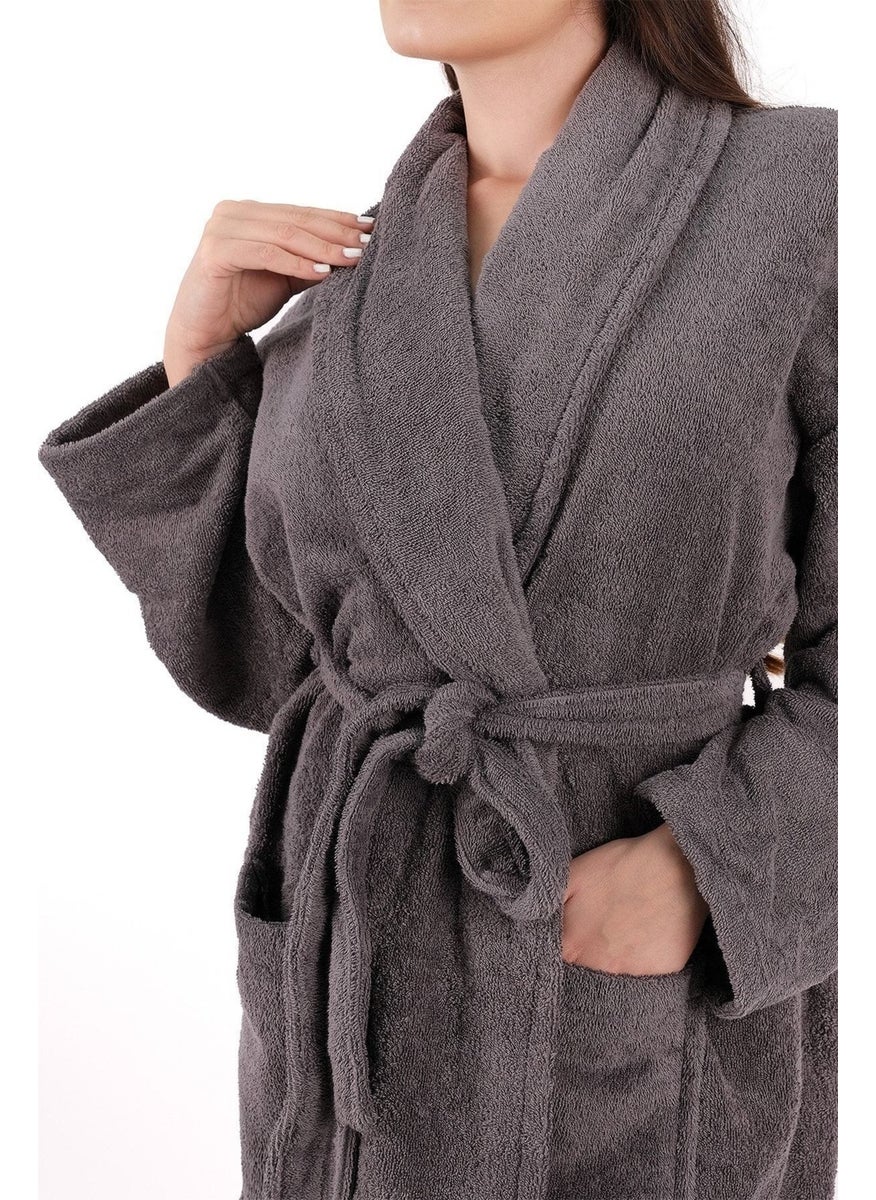 MODELHOME - Soft Line Cotton Shawl Gray Color (L- x l-2 x l-3 x l-4 x l) Large / King Size Bathrobe - Image 1