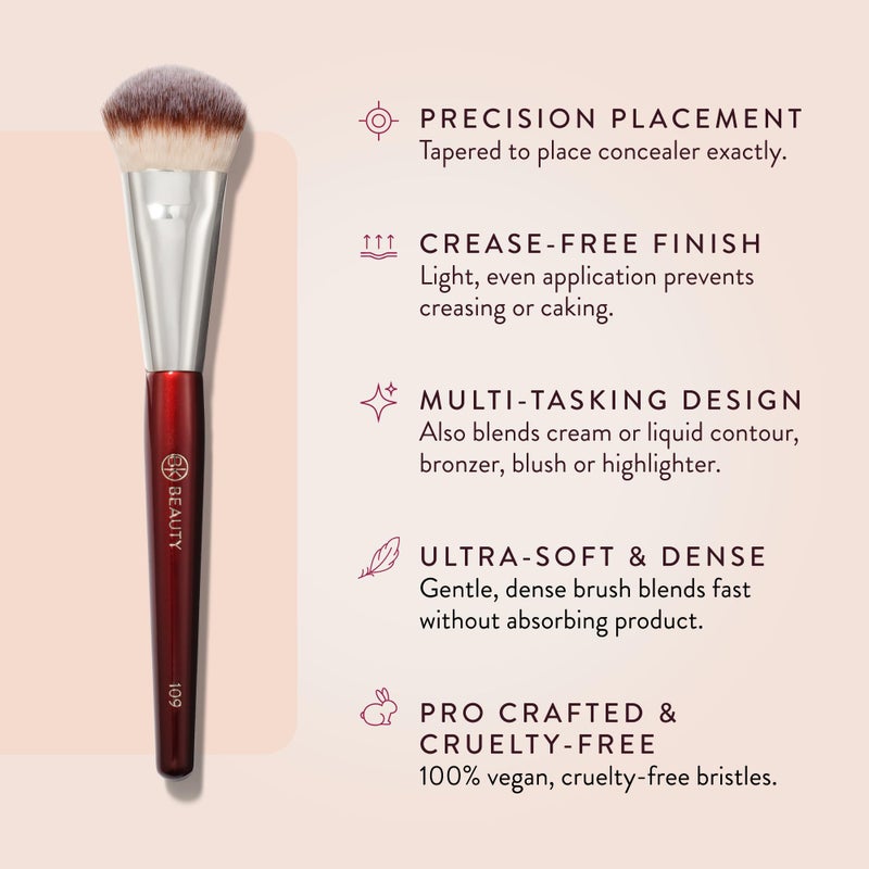 BK BEAUTY BRUSHES - 109 MINI CONTOURED FOUNDATION - Face Brush for Liquid or Cream Foundations - Bronzer, Blush & Highlighter Makeup Brush - Image 3