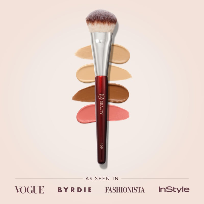 BK BEAUTY BRUSHES - 109 MINI CONTOURED FOUNDATION - Face Brush for Liquid or Cream Foundations - Bronzer, Blush & Highlighter Makeup Brush - Image 2