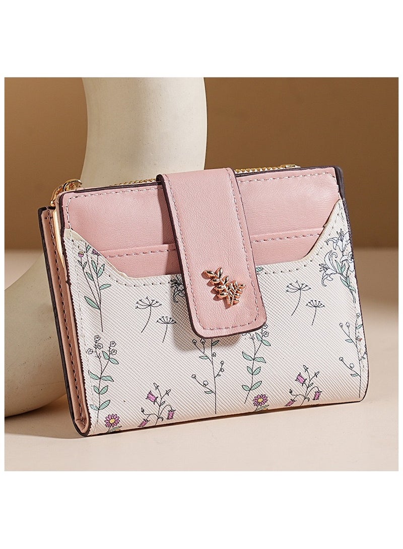 JOY Women Wallet  Leather Short Wallet Bifold RFID Blocking Wallet Credit Card Holder Organizer with Zipper Pocket Mini Lady Purse - Image 2