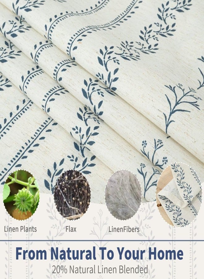 BGment Navy Blue Vintage Floral French Country Curtains 84 Inch Length for Living Room Boho Print Light Filtering Window Curtains & Drapes for Farmhouse Rustic, Each 52 Inch Wide, 2 Panels Set - Image 3