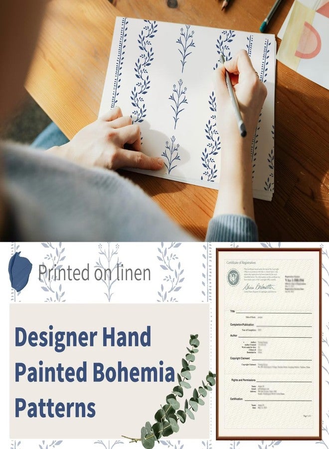 BGment Navy Blue Vintage Floral French Country Curtains 84 Inch Length for Living Room Boho Print Light Filtering Window Curtains & Drapes for Farmhouse Rustic, Each 52 Inch Wide, 2 Panels Set - Image 4