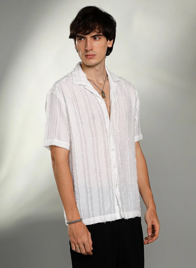 Campus Sutra Contrast Rhombus Oversized Shirt