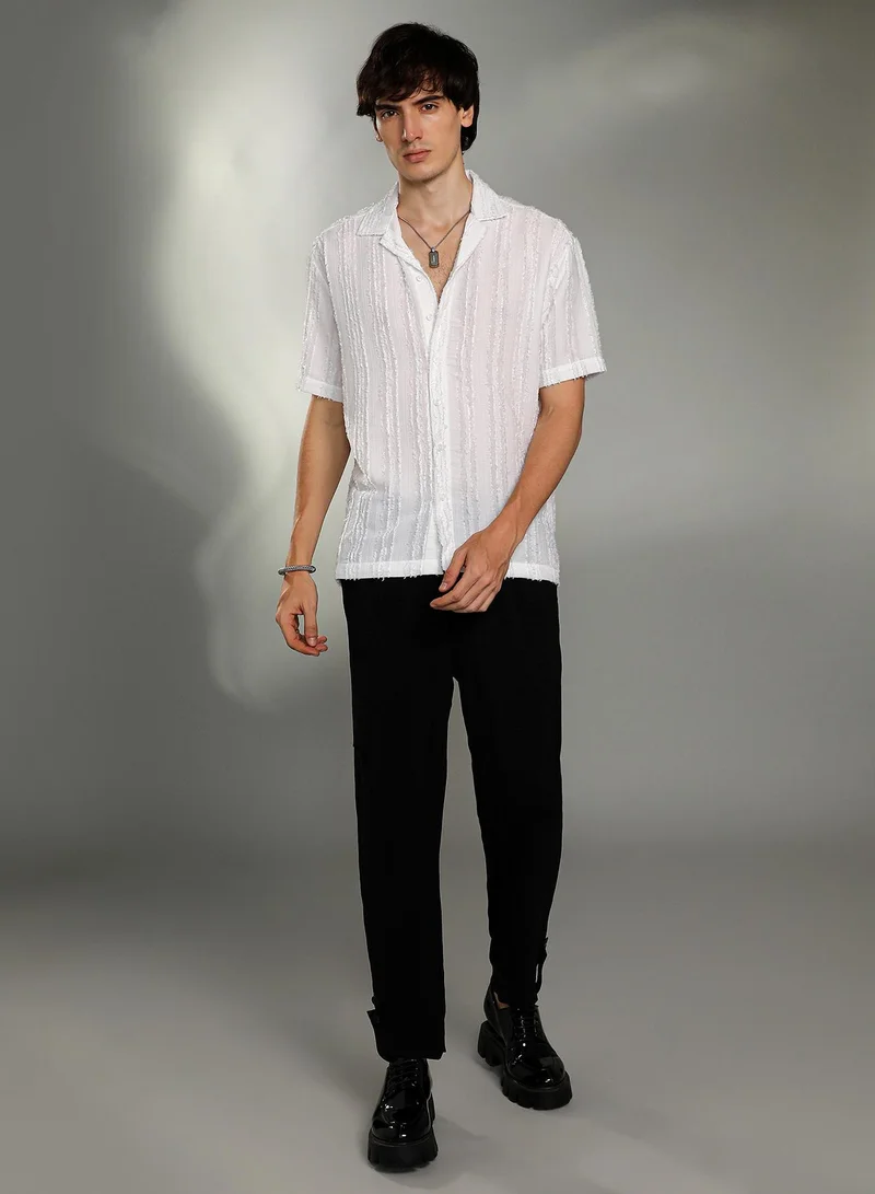 Campus Sutra Contrast Rhombus Oversized Shirt