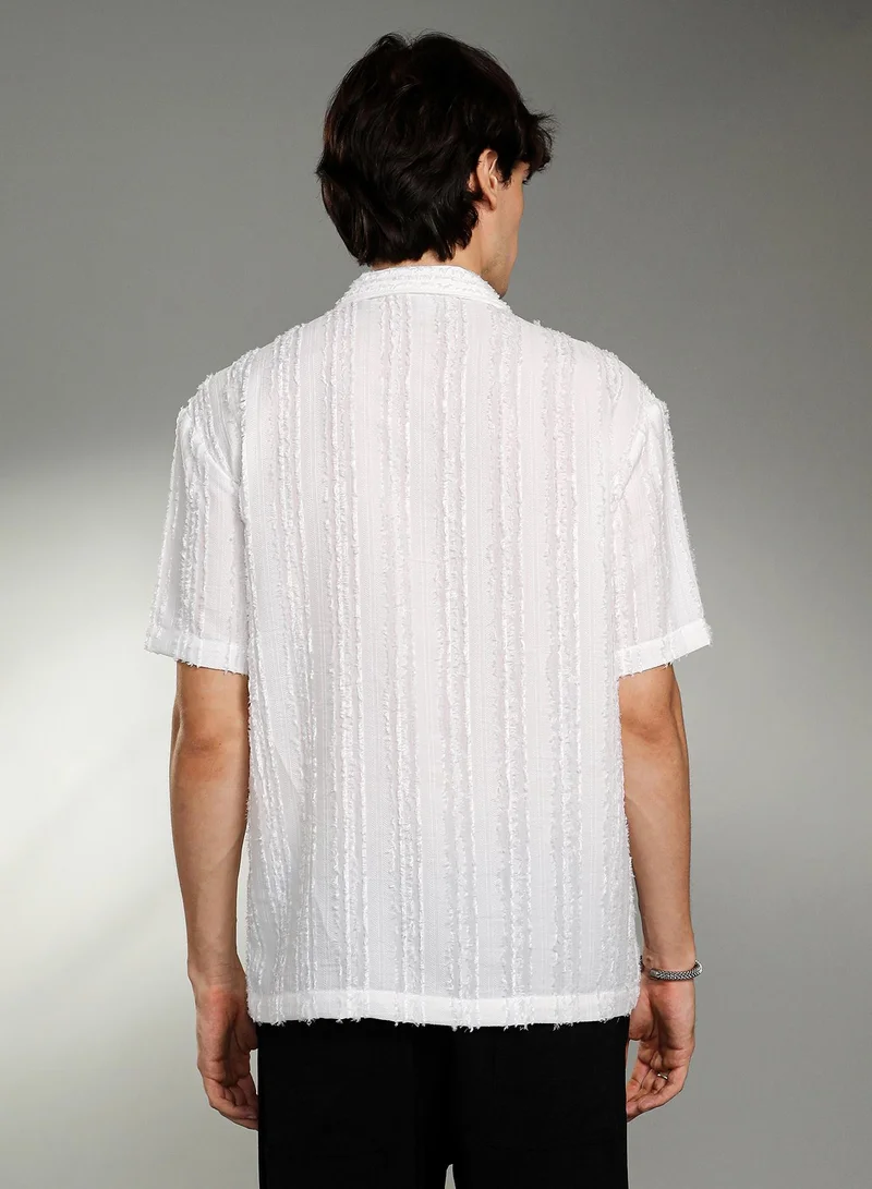 Campus Sutra Contrast Rhombus Oversized Shirt