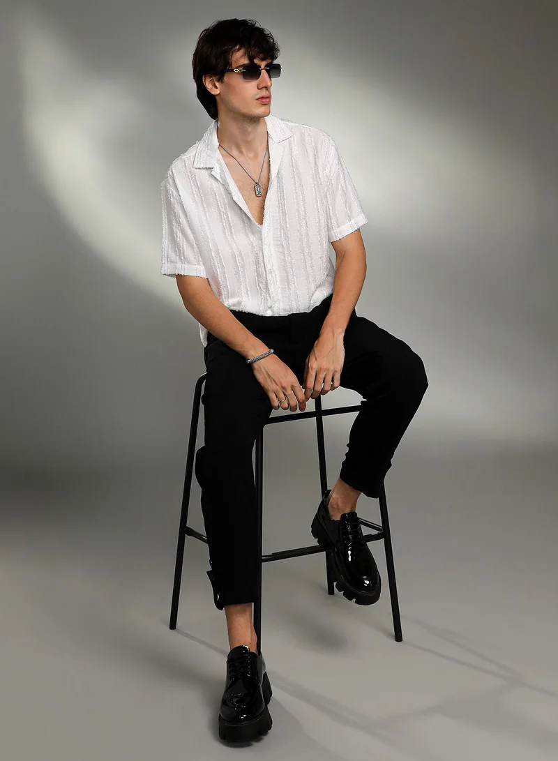 Campus Sutra Contrast Rhombus Oversized Shirt