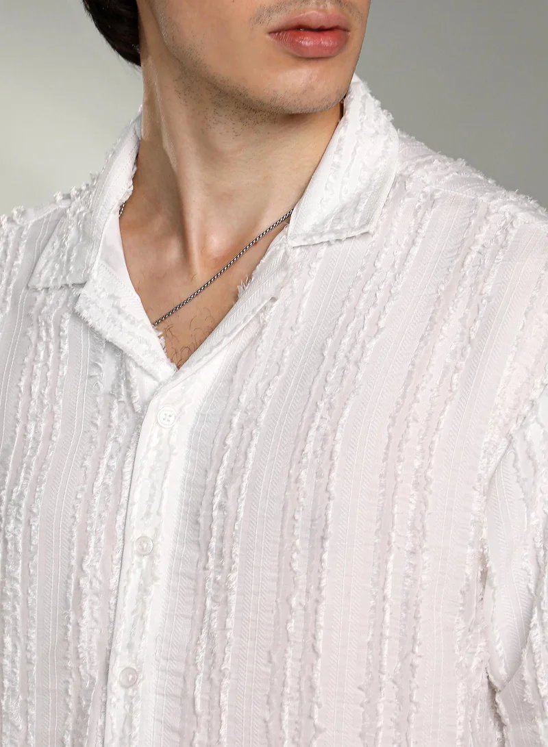 Campus Sutra Contrast Rhombus Oversized Shirt