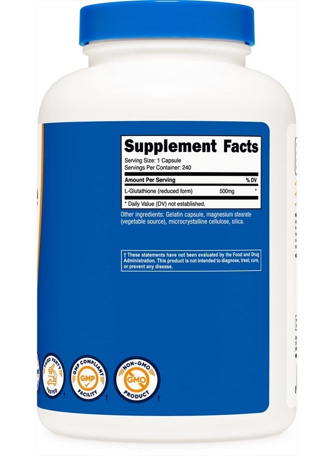 Nutricost كبسولات الجلوتاثيون 500 ملغ، 240 كبسولة - خالية من الجلوتين، وغير معدلة وراثيًا - Image 5