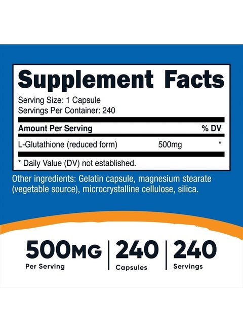nutricost glutathione capsules 500mg, 240 Capsules - Gluten Free, Non-GMO | Best Price Bahrain Injection Of Vitamin B1 BB LAB|NUTRIONE Form:Capsule