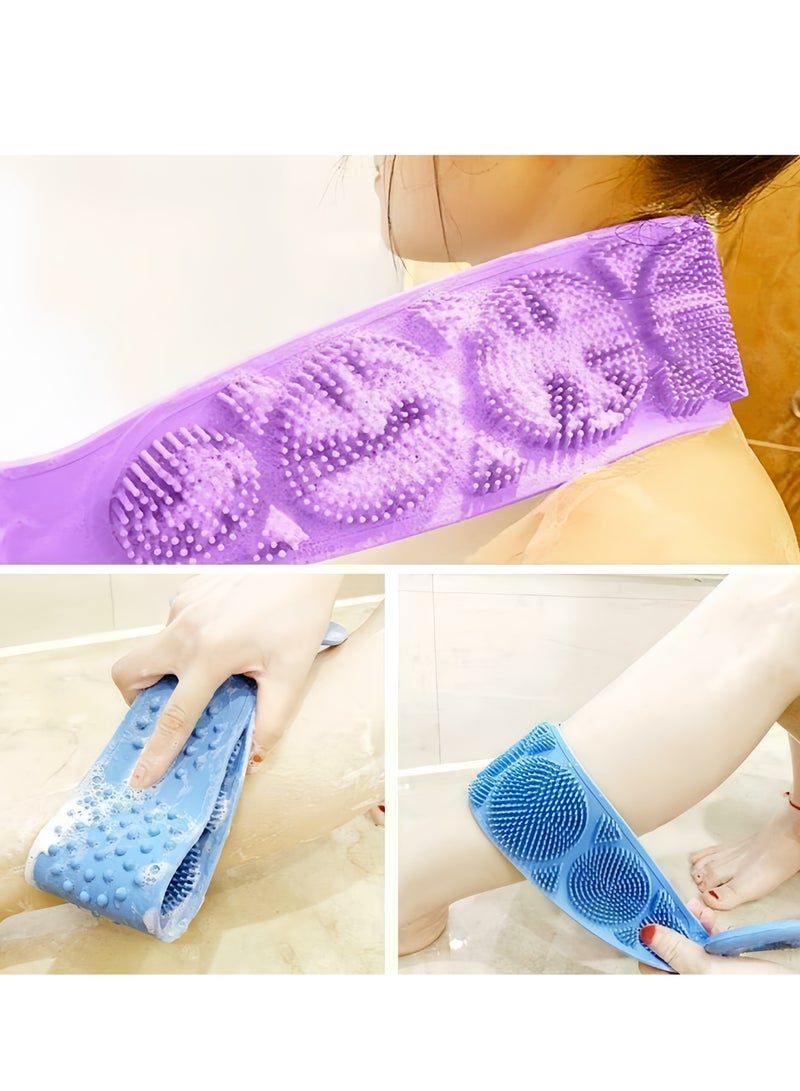 Silicone Bath Body Brush Back Cleaning Exfoliating Body Scrubber,Bath Shower Silicone Body Wash Scrubber Belt for Men and Women,70CM(Purple)  - Image 4