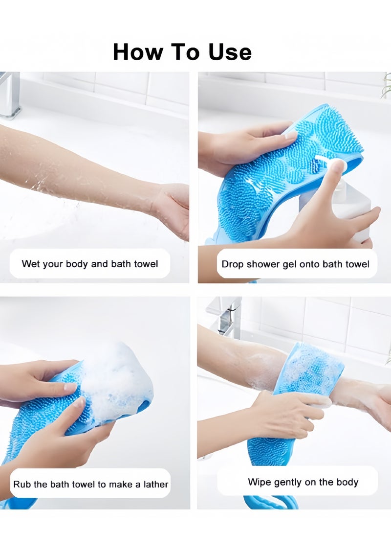 Silicone Bath Body Brush Back Cleaning Exfoliating Body Scrubber,Bath Shower Silicone Body Wash Scrubber Belt for Men and Women,70CM(Purple)  - Image 3