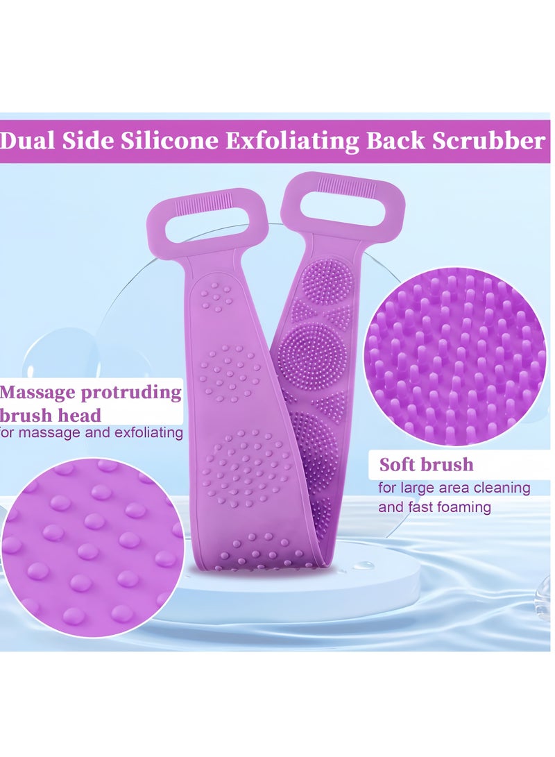 Silicone Bath Body Brush Back Cleaning Exfoliating Body Scrubber,Bath Shower Silicone Body Wash Scrubber Belt for Men and Women,70CM(Purple) - Image 4