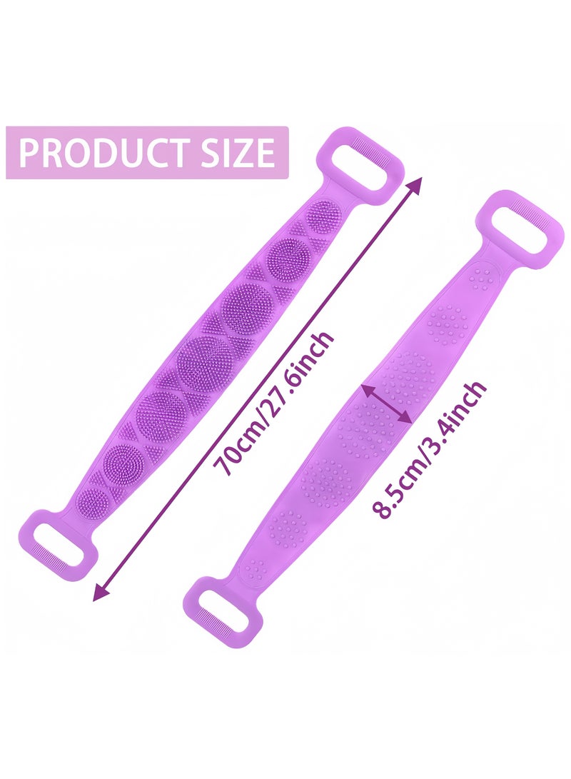 Silicone Bath Body Brush Back Cleaning Exfoliating Body Scrubber,Bath Shower Silicone Body Wash Scrubber Belt for Men and Women,70CM(Purple) - Image 5