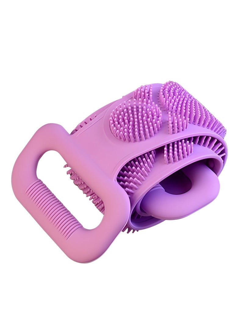 Silicone Bath Body Brush Back Cleaning Exfoliating Body Scrubber,Bath Shower Silicone Body Wash Scrubber Belt for Men and Women,70CM(Purple) - Image 1