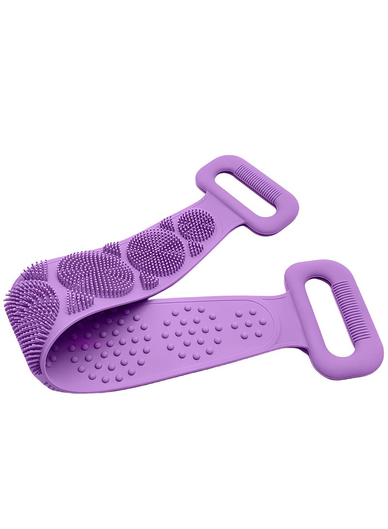 Silicone Bath Body Brush Back Cleaning Exfoliating Body Scrubber,Bath Shower Silicone Body Wash Scrubber Belt for Men and Women,70CM(Purple) - Image 2
