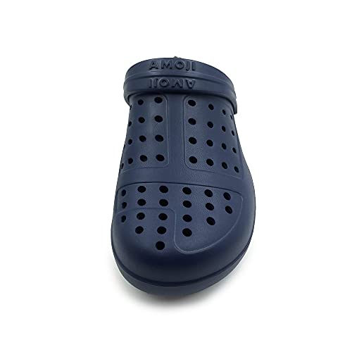 Amoji Mens Fur Lined Garden Clogs Women Winter Fleece Lining Indoor House Slippers D8818 Navy 7-8 Women/6.5-7 Men - Image 3