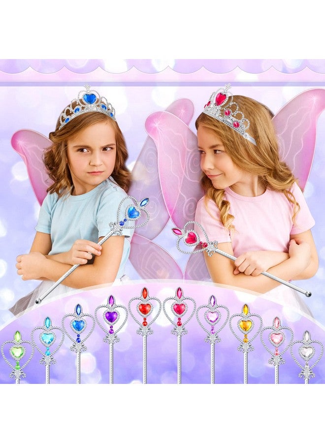 Civaner 20 Pcs Dress Up Tiara Crown Set Princess Costume Party Accessories Princess Crown For Girls Fairy Princess Tiara Plastic Crown And Wand Birthday Party Favors 10 Colors - Image 4