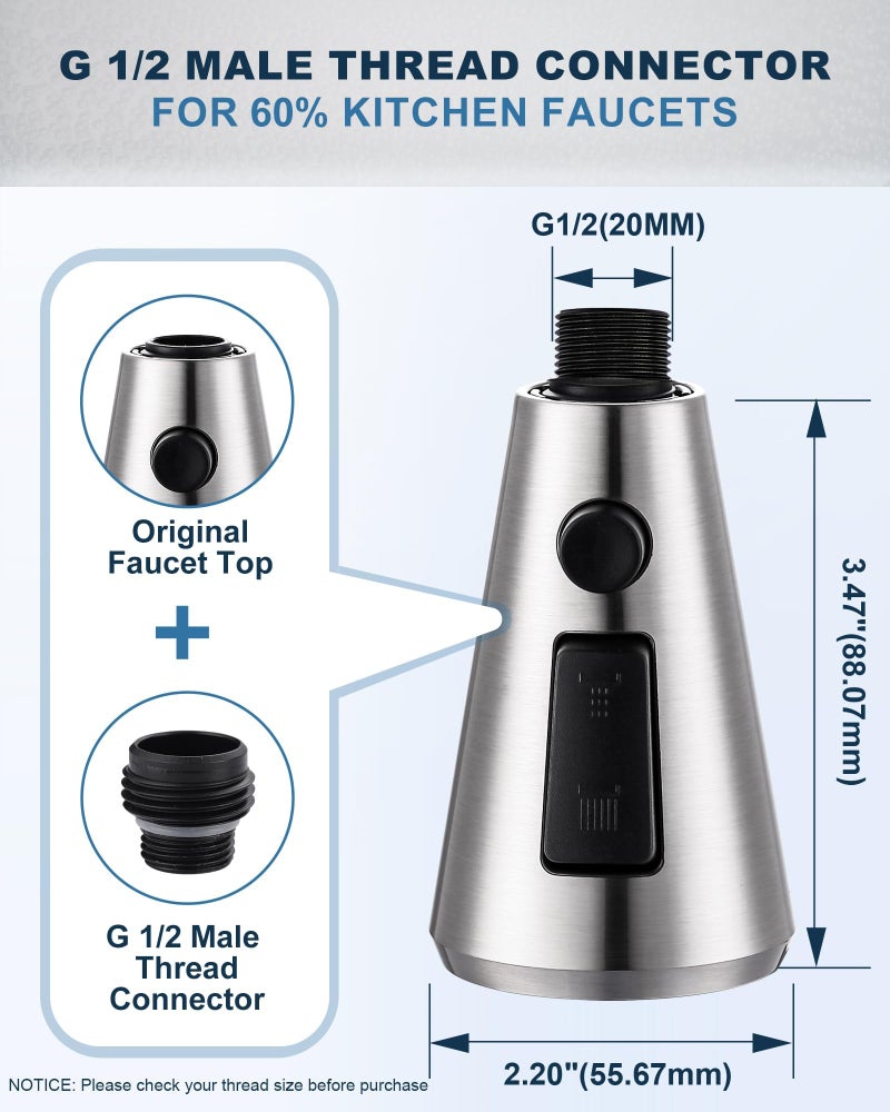 ALEASHA Pull Down Spray Head for Kitchen Faucet,3-Function Sink Spray Nozzle with 9 Adapters,Kitchen Faucet Head Replacement Compatible with Moen,American Standard Faucets,Brushed Nickel - Image 5
