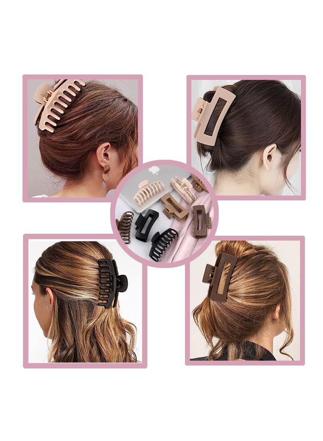 8 شرائط شعر ذات لون صلب بسيط، شرائط شعر بسمك 4.3 بوصة، شرائط شعر محايدة للفتيات، نساء (مشبك عارضة ودبابيس شعر مستطيلة)(باللون البيني/البني/الأسود) - Image 2