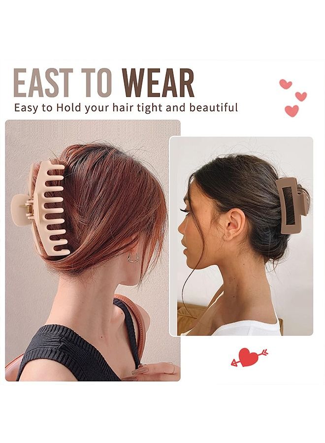 8 شرائط شعر ذات لون صلب بسيط، شرائط شعر بسمك 4.3 بوصة، شرائط شعر محايدة للفتيات، نساء (مشبك عارضة ودبابيس شعر مستطيلة)(باللون البيني/البني/الأسود) - Image 4