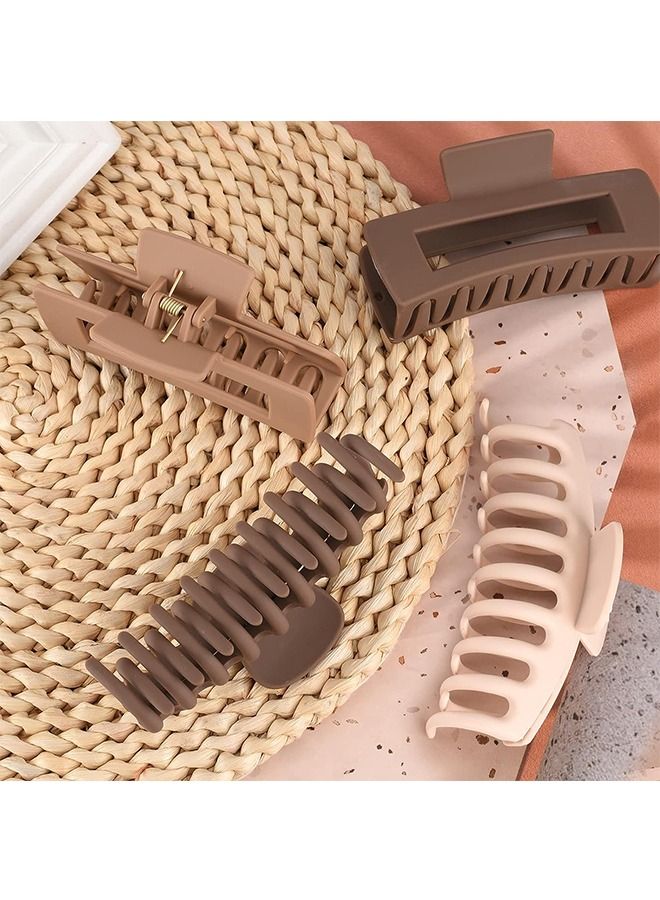 8 شرائط شعر ذات لون صلب بسيط، شرائط شعر بسمك 4.3 بوصة، شرائط شعر محايدة للفتيات، نساء (مشبك عارضة ودبابيس شعر مستطيلة)(باللون البيني/البني/الأسود) - Image 3