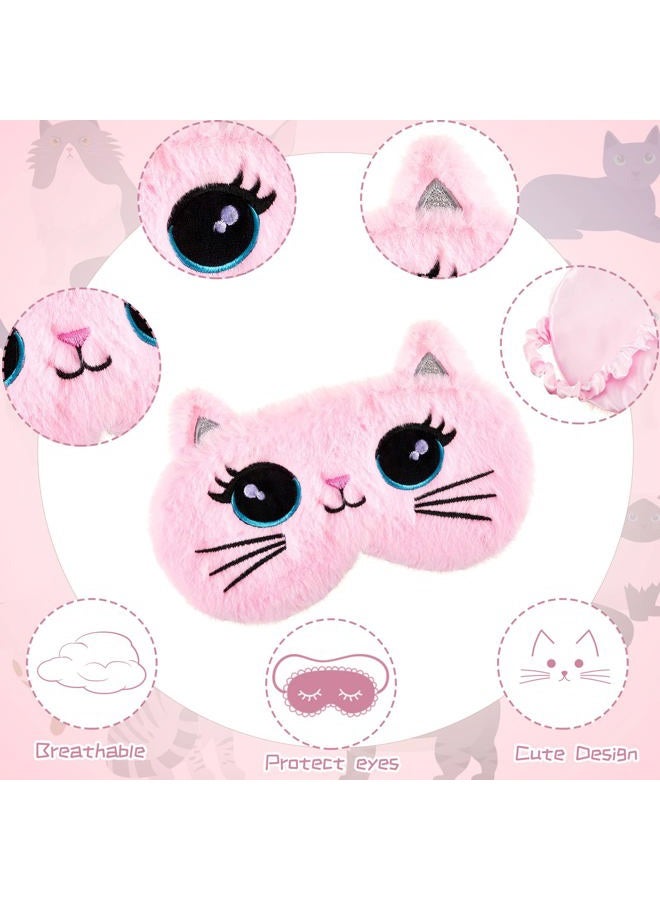 Geyoga Sleep Mask for Kids, Girls Plush Sleeping Eye Cover 3 Pieces Soft Eye Blindfold Sleep Eye Cover Animal Sleeping Eye Shade for Kids (Colorful, Cat Style) - Image 3