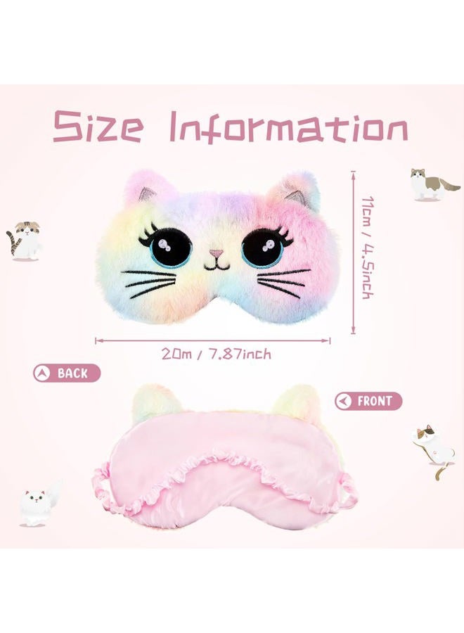 Geyoga Sleep Mask for Kids, Girls Plush Sleeping Eye Cover 3 Pieces Soft Eye Blindfold Sleep Eye Cover Animal Sleeping Eye Shade for Kids (Colorful, Cat Style) - Image 2