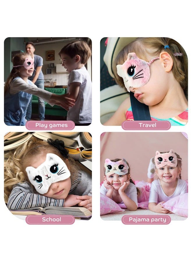 Geyoga Sleep Mask for Kids, Girls Plush Sleeping Eye Cover 3 Pieces Soft Eye Blindfold Sleep Eye Cover Animal Sleeping Eye Shade for Kids (Colorful, Cat Style) - Image 5