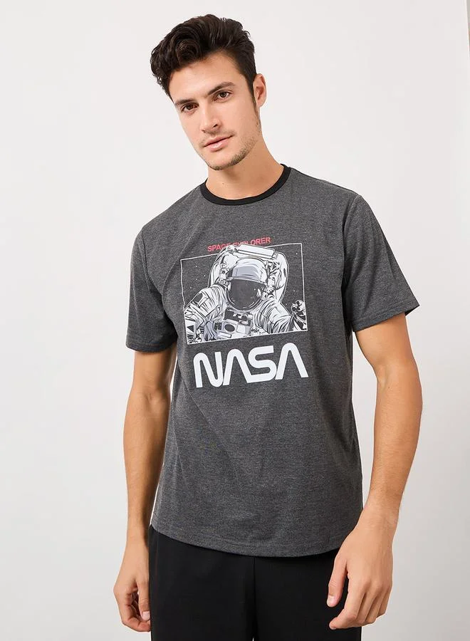 ستايلي NASA Graphic Print T-Shirt & Straight Pyjama Set