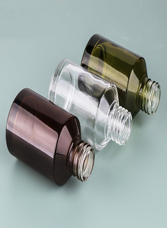 erioctry 2PCS 60ML/2OZ Empty Refillable Glass Creams Lotions Bottles with Pump Vial Cosmetic Liquid Foundation Dispenser Jars Makeup Emulsion Liquids Storage Travel Container - Image 3