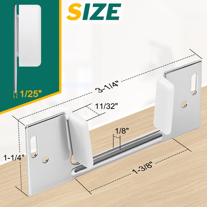 Lashow 8Pcs Pocket Door Guide Bottom, Hidden Bottom Sliding Door Guide, Jamb Mounted, Steel Bracket for 1-3/8-Inch Thick Doors - Image 2