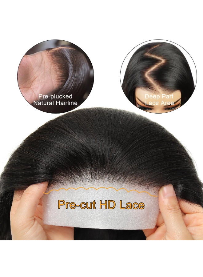 BEEOS 5x5 Wear and Go SKINLKE Real HD Lace Closure Wig PreEverything 180 Density Straight Human Hair Wigs Precut Lace PrePlucked Bleached Knots Ready to Wear 24 Inch - Image 4