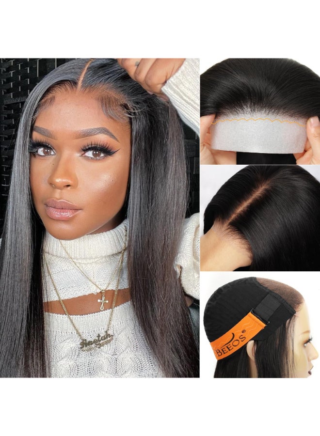 BEEOS 5x5 Wear and Go SKINLKE Real HD Lace Closure Wig PreEverything 180 Density Straight Human Hair Wigs Precut Lace PrePlucked Bleached Knots Ready to Wear 24 Inch - Image 2