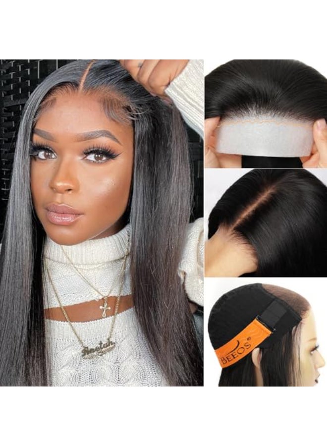 BEEOS 5x5 Wear and Go SKINLKE Real HD Lace Closure Wig PreEverything 180 Density Straight Human Hair Wigs Precut Lace PrePlucked Bleached Knots Ready to Wear 24 Inch - Image 1
