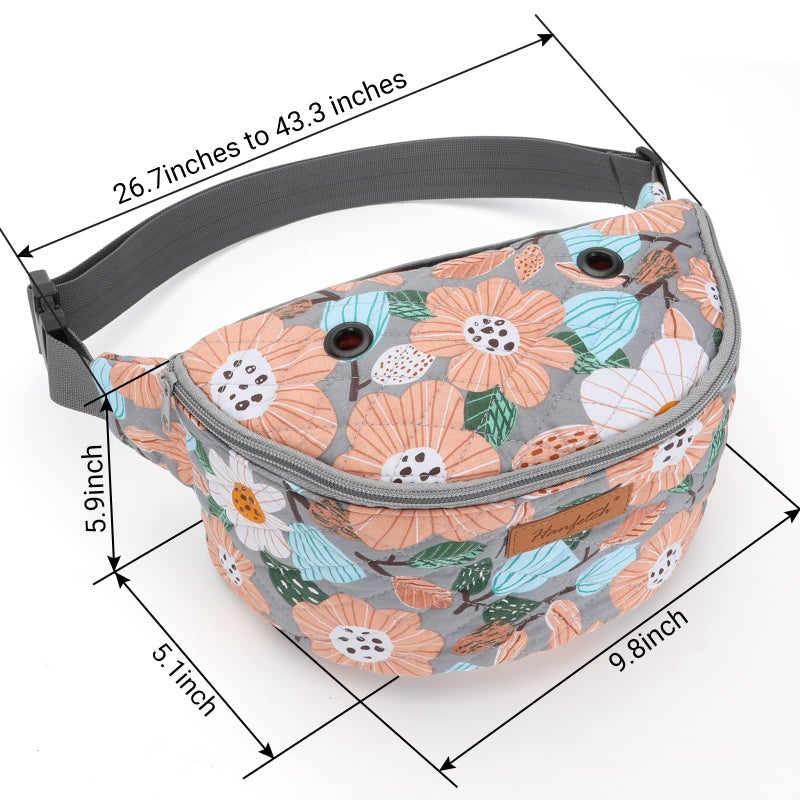 Hanfetch Yarn Crossbody Waist bag Small Yarn Storage Organizer for Yarn Skeins-Organizer for Crochet Hooks and Other Accessories (Flower-Grey) - Image 3