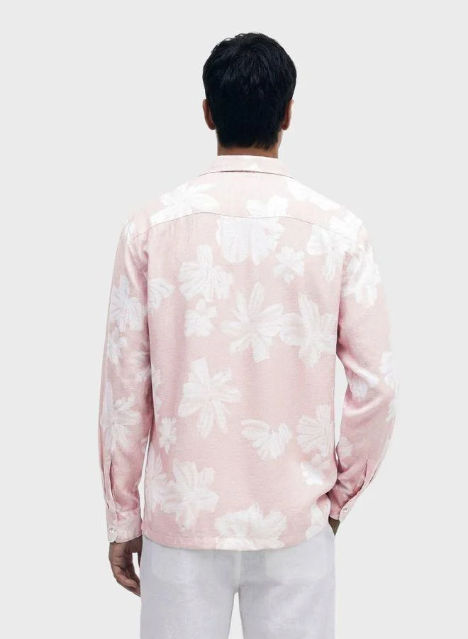 The Indian Garage Co Men Relaxed Fit Printed Cuban Collar Full Sleeves Shirt