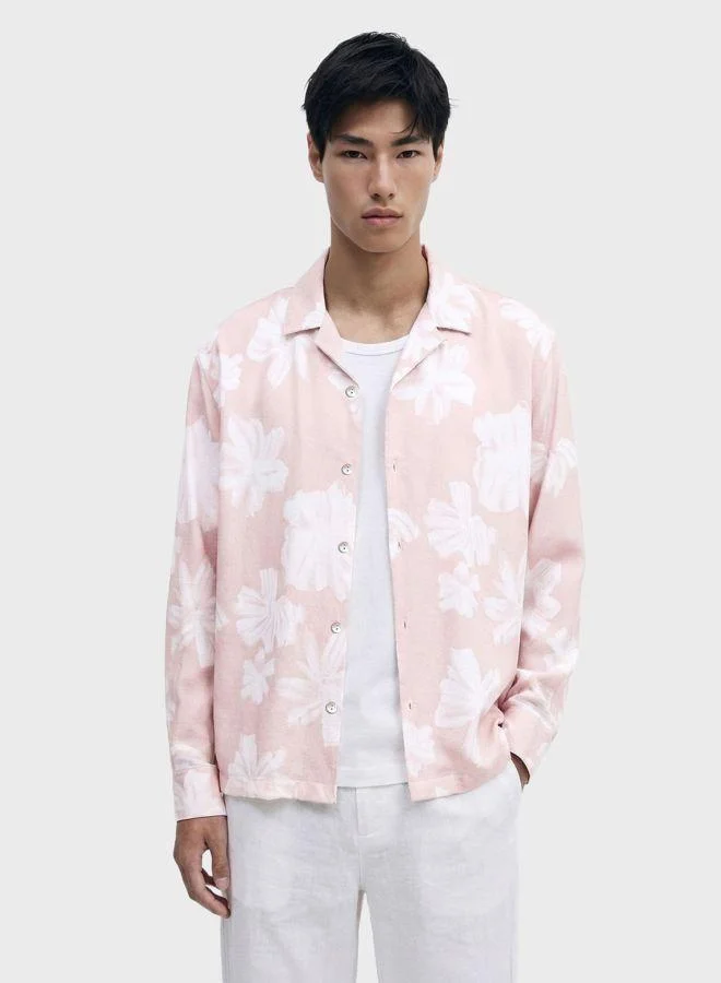 The Indian Garage Co Men Relaxed Fit Printed Cuban Collar Full Sleeves Shirt