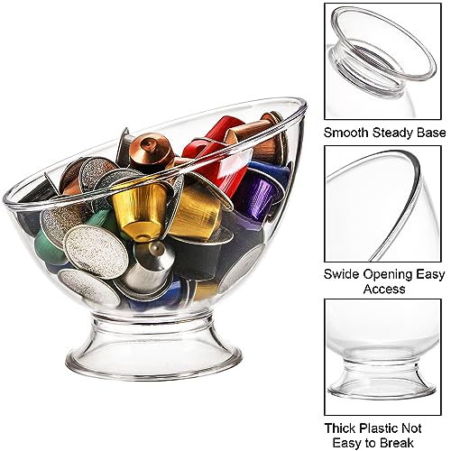 Frcctre 2 Pack Coffee Pods Holder, Plastic K Cup Holder Coffee Capsule Pods Storage Container Creamer Organizer, Round Serving Bowl Candy Dish Fruit Salad Bowl - Image 3