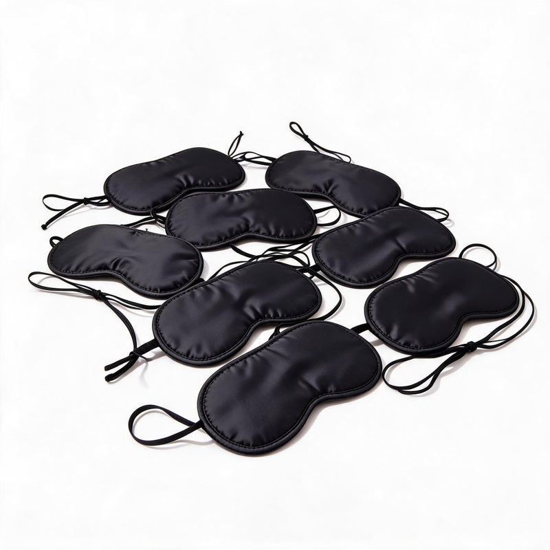 Sleep Eye Mask 10-Pack Black: Total Light Blockout, Adjustable Elastic Strap - Portable Compact Design Sleep Mask for Travel, Office, Shift Workers And Home Use - Image 2