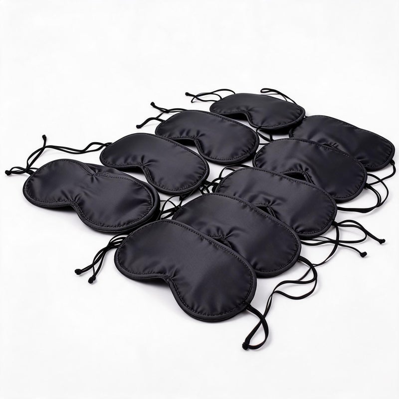 Sleep Eye Mask 10-Pack Black: Total Light Blockout, Adjustable Elastic Strap - Portable Compact Design Sleep Mask for Travel, Office, Shift Workers And Home Use - Image 1