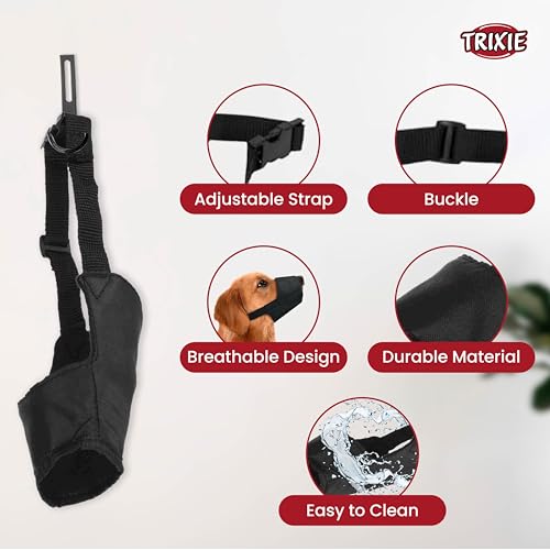 Trixie Nylon Muzzle for Dogs, Made with Durable Nylon, Lightweight and Fully Adjustable, Helps Protect Your Dog and The Surroundings, Can be Used During Exercise and Play - S–M - Image 4