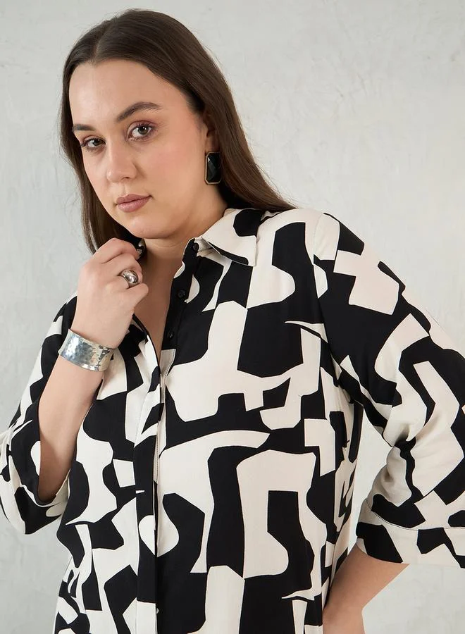 Femmella Femmella Plus Size All-Over Print Shirt and Pants Co-Ords