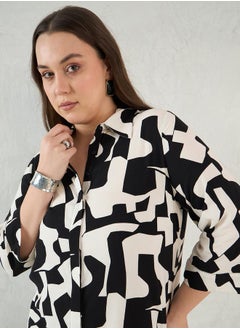 Femmella Plus Size All-Over Print Shirt and Pants Co-Ords by Styli  - Image 3